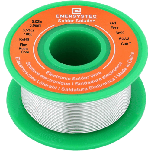 E ENERSYSTEC Solder Wire 0.6mm Lead Free Sn99 Ag0.3 Cu0.7